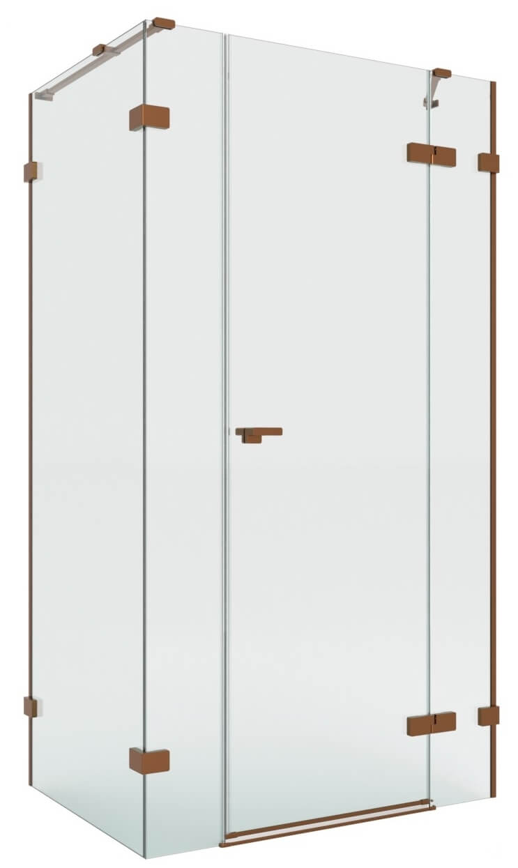 New Trendy Eventa Copper Brushed sprchovací kút 130x90 cm štvorcová medená brúsené/priehľadné sklo EXK-8102