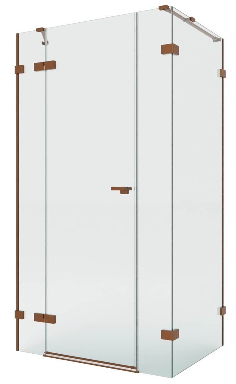New Trendy Eventa Copper Brushed sprchovací kút 150x90 cm štvorcová medená brúsené/priehľadné sklo EXK-8103