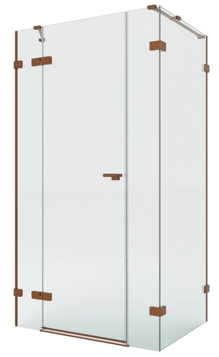 New Trendy Eventa Copper Brushed sprchovací kút 110x100 cm štvorcová medená brúsené/priehľadné sklo EXK-8105
