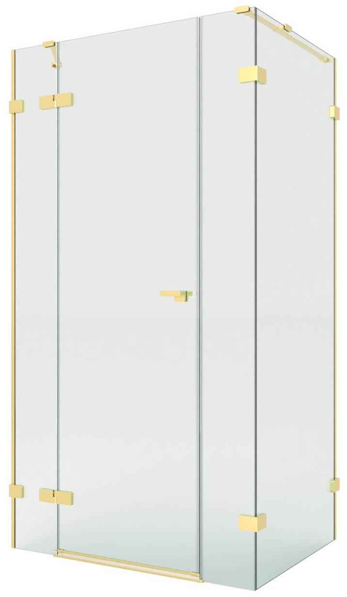 New Trendy Eventa Gold Brushed sprchovací kút 150x100 cm štvorcová zlatá brúsené/priehľadné sklo EXK-8342