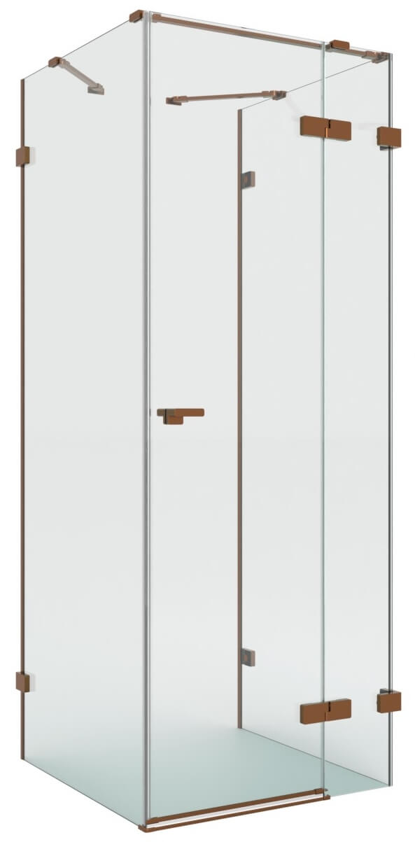 New Trendy Eventa Copper Brushed sprchovací kút 100x80 cm štvorcová medená brúsené/priehľadné sklo EXK-8116