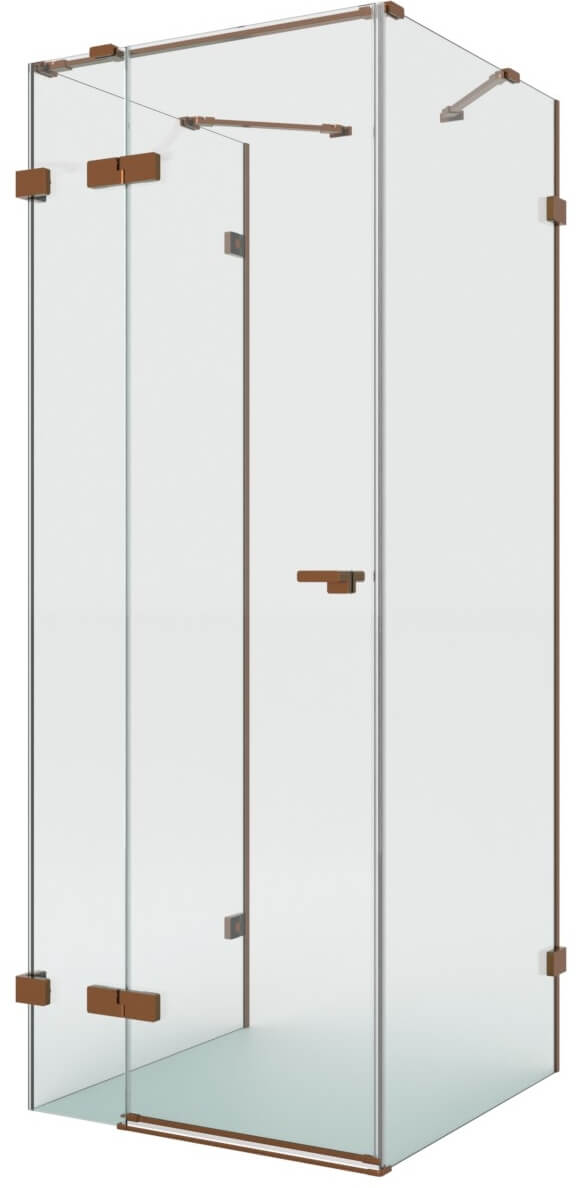 New Trendy Eventa Copper Brushed sprchovací kút 100x90 cm štvorcová medená brúsené/priehľadné sklo EXK-8125