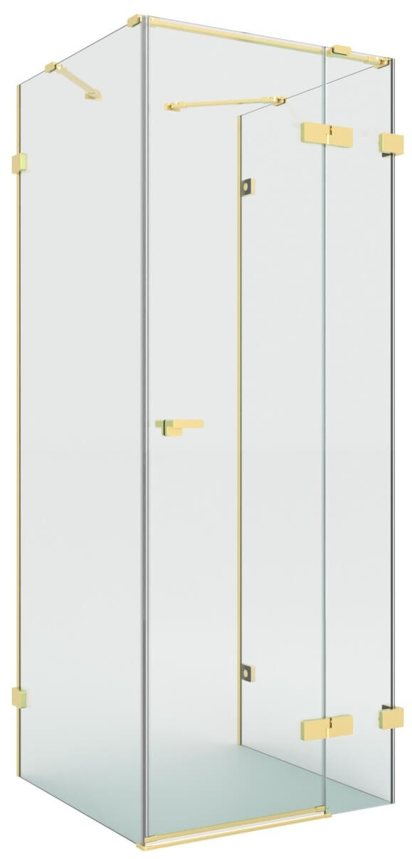 New Trendy Eventa Gold Brushed sprchovací kút 100x90 cm štvorcová zlatá brúsené/priehľadné sklo EXK-8355