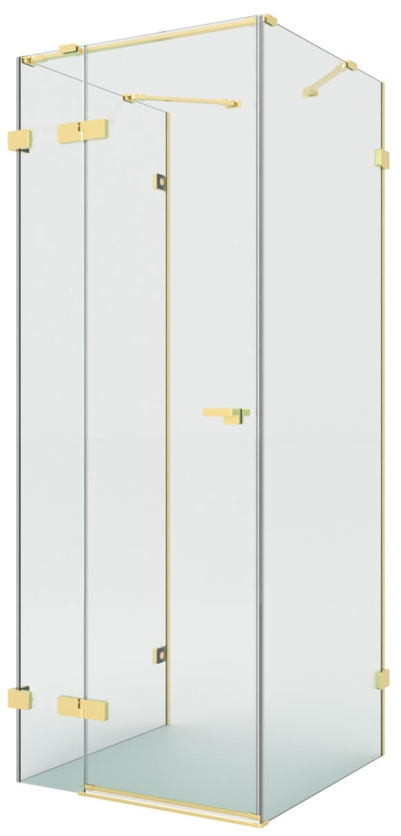 New Trendy Eventa Gold Brushed sprchovací kút 100x90 cm štvorcová zlatá brúsené/priehľadné sklo EXK-8358