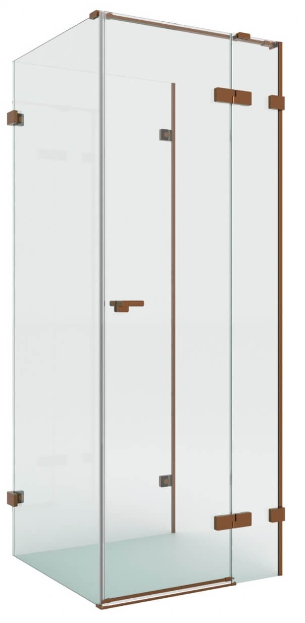 New Trendy Eventa Copper Brushed sprchovací kút 90x90 cm obdĺžniková medená brúsené/priehľadné sklo EXK-8144