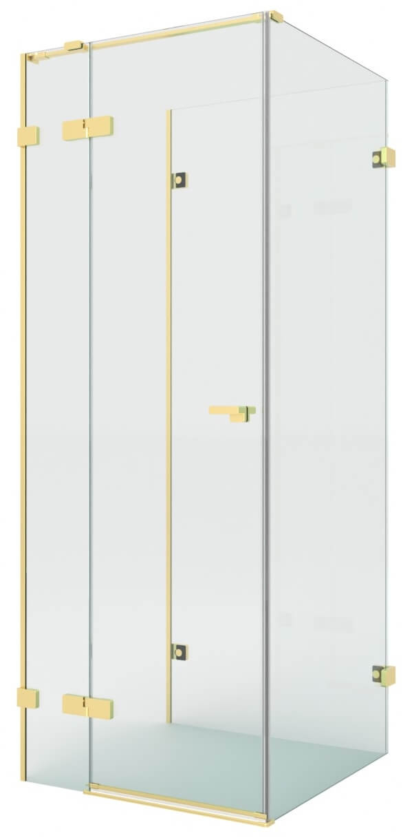 New Trendy Eventa Copper Brushed sprchovací kút 90x90 cm obdĺžniková zlatá brúsené/priehľadné sklo EXK-8376