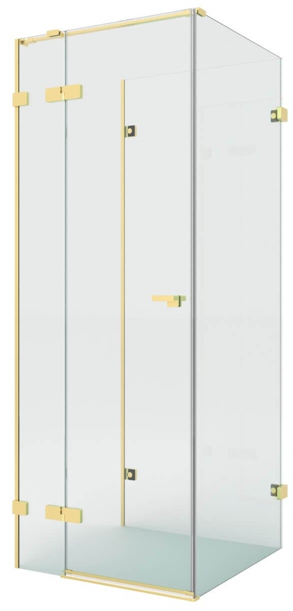 New Trendy Eventa Copper Brushed sprchovací kút 100x90 cm štvorcová zlatá brúsené/priehľadné sklo EXK-8378