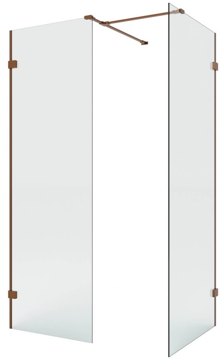 New Trendy Eventa Copper Brushed sprchový kút walk-in 120x100 cm štvorcová medená brúsené/priehľadné sklo EXK-8206