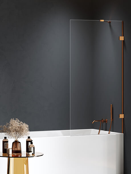 New Trendy Eventa Copper Brushed vaňová zástena 90 cm jednodielny medená brúsené/číre sklo EXK-8215