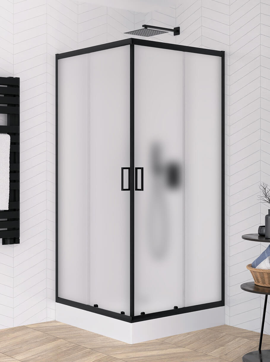 New Trendy Suvia Black sprchovací kút 90x90 cm obdĺžniková čierna matné/matné sklo K-5126