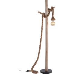 Leuchten Direkt Rope stojaca lampa 1x40 W čierna-drevo-hnedá 15484-18