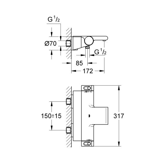 Súprava vaňová/sprchová batéria Grohe Grohtherm 2000 34464001, sprchová súprava Grohe New Tempesta 26381001