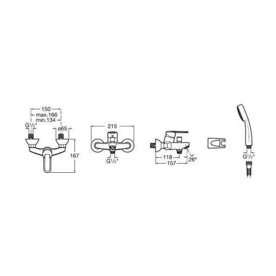 Set obdĺžniková vaňa Roca Linea Slim A248544000, vaňová zástena Roca Capital AM4008512M, A5A0125C02