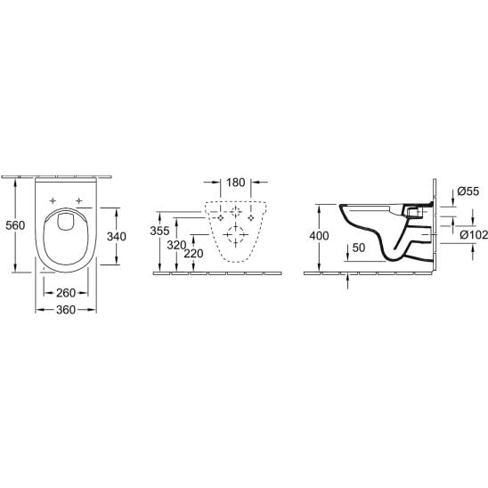 Set súprava Combi-Pack s doskou Villeroy & Boch O.Novo 5660HR01, podomietková konštrukcia Villeroy & Boch ViConnect 92214200, 92214361