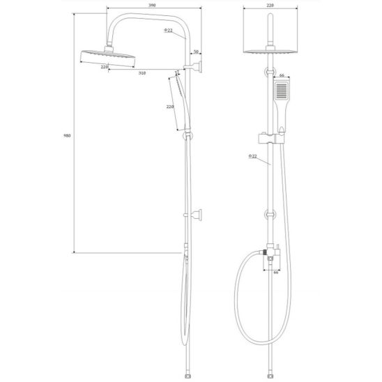 Súprava sprchová batéria Deante Neo Joko BOJ_04BT, sprchová súprava Deante Neo Vero NBV_051K