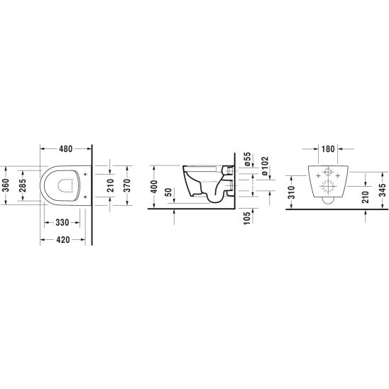 Súprava WC misa Duravit ME by Starck 2530090000, WC dosky Duravit ME by Starck 0020190000