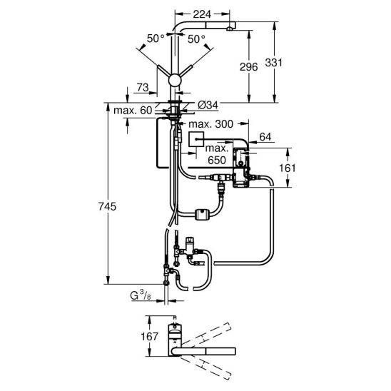 Súprava kuchynská batéria Grohe Minta 31360001, granitový drez Grohe K700 31654AP0