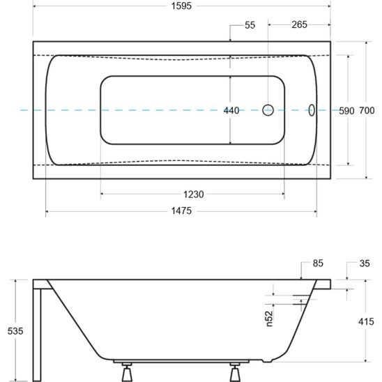 Súprava obdĺžniková vaňa Besco Optima #WAO-160-PK, obkladový panel k vani Besco #OAP-160-UNI