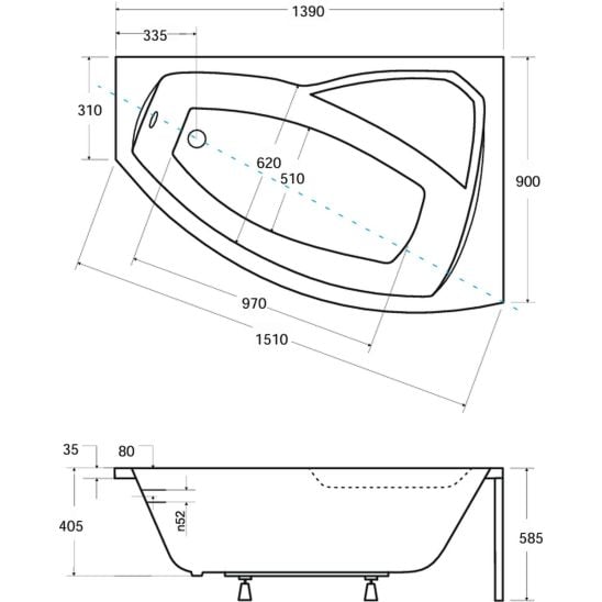Súprava rohová vaňa Besco Rima #WAR-140-NP, obkladový panel k vani Besco Rima OAR-140-NS