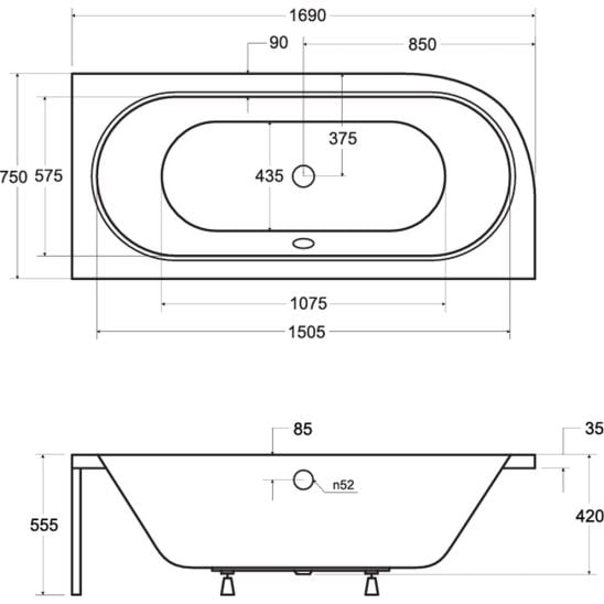 Súprava rohová vaňa Besco Avita #WAV-170-NP, obkladový panel k vani Besco Avita OAV-170-NS