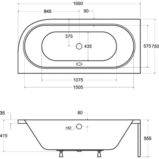 Súprava obkladový panel k vani Besco Avita OAV-170-NSC, rohová vaňa Besco Avita #WAV-170-NL