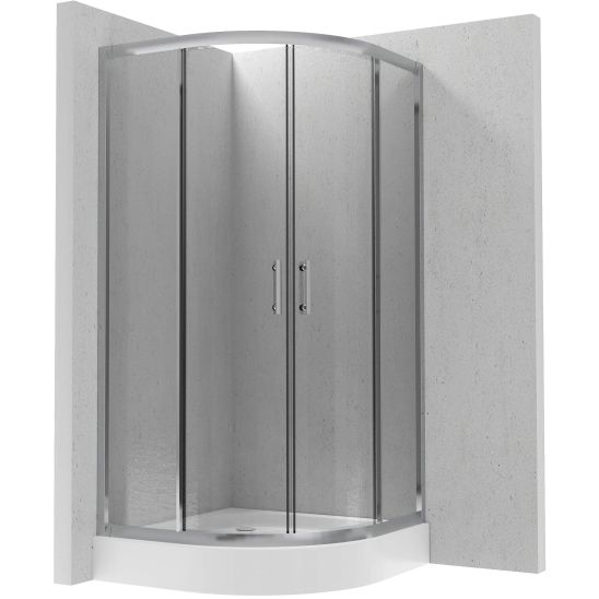 Set sprchovací kút Deante Jasmin KGJ051P, polkruhová sprchová vanička Deante Standard New KTA053B, NHC025C