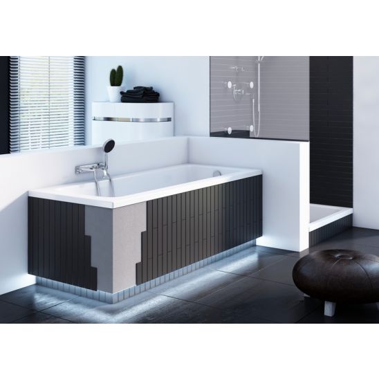 Súprava obdĺžniková vaňa Oltens Langfoss 10002000, obkladový panel k vani Schedpol Stabilsound 1.028-LED, 03002100