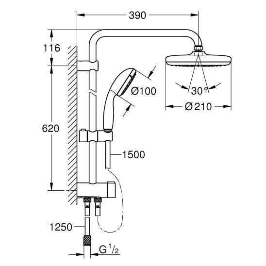 Súprava sprchová súprava Grohe New Tempesta 26381001, vaňová/sprchová batéria Grohe Eurosmart Cosmopolitan 32831000