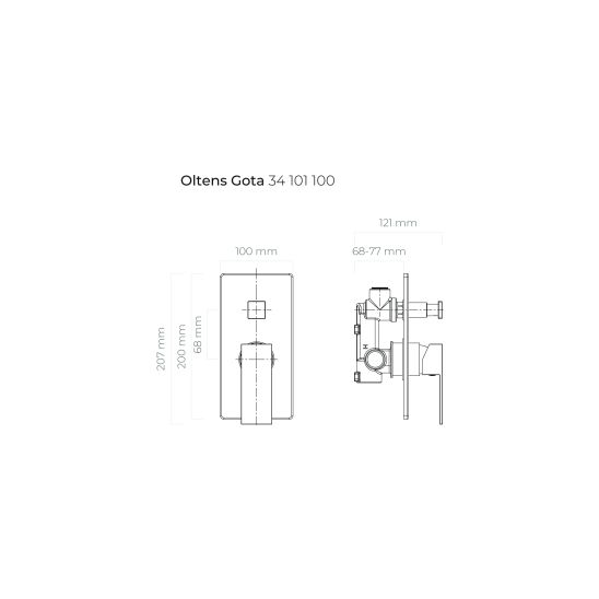 Súprava vaňová/sprchová batéria Oltens Gota 34101100, horná/hlavová sprcha Oltens Sondera 37003100, 39401100, 39303100, 37103100, 37200100