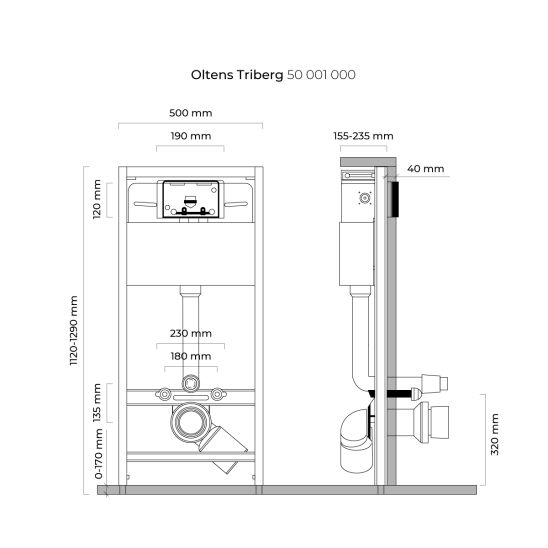 Súprava podomietková konštrukcia Oltens Triberg 50001000, WC misa s pomaly sa sklápajúcim sedadlom Oltens Ribe 42010000