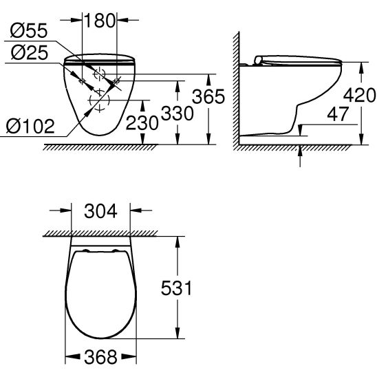 Súprava podomietkový konšrukcia so splachovacím tlačidlom Grohe Rapid SL 39448000, WC misa s pomaly sa sklápajúcim sedadlom Grohe Bau Ceramic 39351000