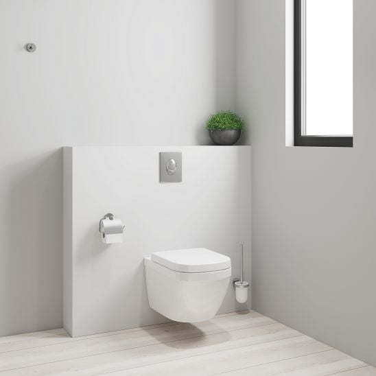 Set WC misa Grohe Euro Ceramic 3932800H, podomietkový konšrukcia so splachovacím tlačidlom Grohe Solido 38811KF0, 39331001