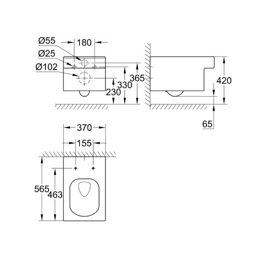 Súprava WC misa Grohe Cube Ceramic 3924400H, podomietková konštrukcia Grohe Rapid SL 38827000, 39488000