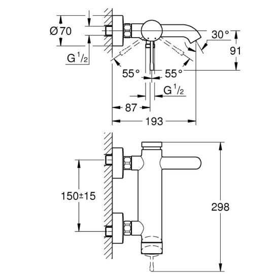 Súprava vaňová/sprchová batéria Grohe Essence 33624GN1, sprchová hlavica Grohe Rainshower 26574GN0, 27074GN0, 28362GL0