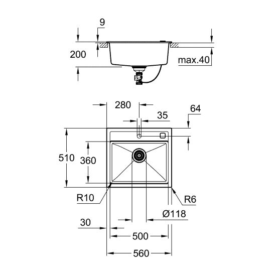 Súprava kuchynská batéria Grohe Zedra 32294002, granitový drez Grohe K700 31651AP0