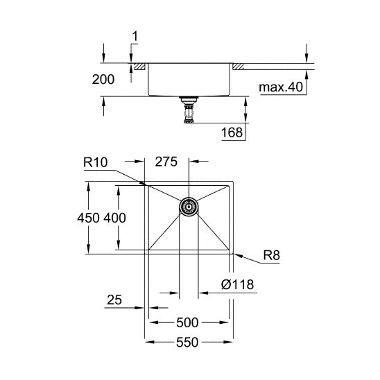 Súprava nerezový drez Grohe K700 31726SD0, kuchynská batéria Oltens Duf 35203100
