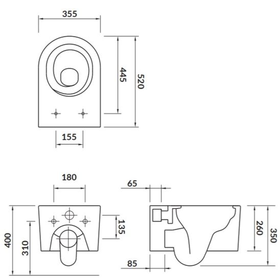 Set WC misa Cersanit Inverto K671-001, podomietková konštrukcia Cersanit Tech Line Opti K97-492, K98-0187, K97-497