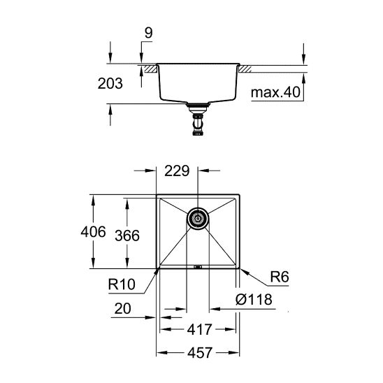 Súprava granitový drez Grohe K700 31653AP0, kuchynská batéria Oltens Lista 35202100