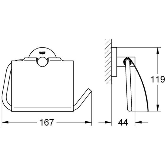 Súprava toaletná kefa Grohe Essentials 40374DL1, držiak na toaletný papier Grohe Essentials 40367DL1, 40369DL1, 40365DL1, 40394DL1, 40364DL1