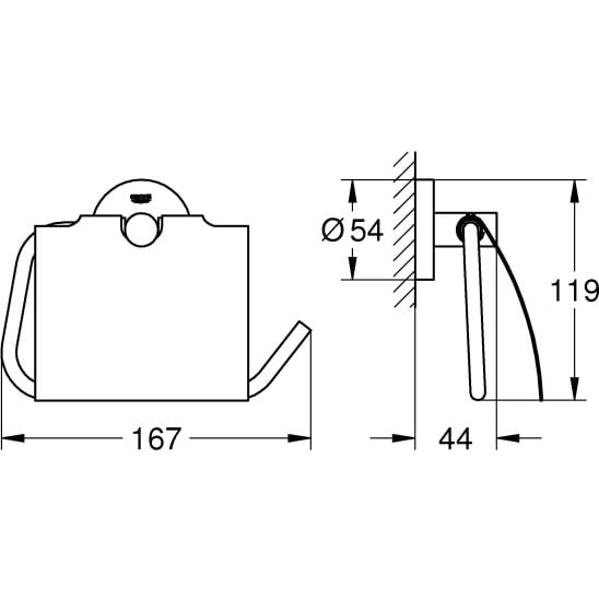 Súprava toaletná kefa Grohe Essentials 40374AL1, držiak na toaletný papier Grohe Essentials 40367AL1, 40369AL1, 40365AL1, 40394AL1, 40364AL1