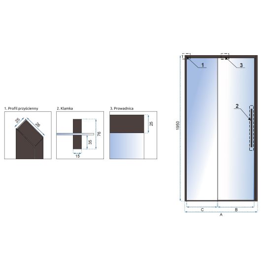 Súprava sprchové dvere Rea Rapid Slide REA-K6400, stena sprchovacieho kúta Rea Rapid REA-K6422
