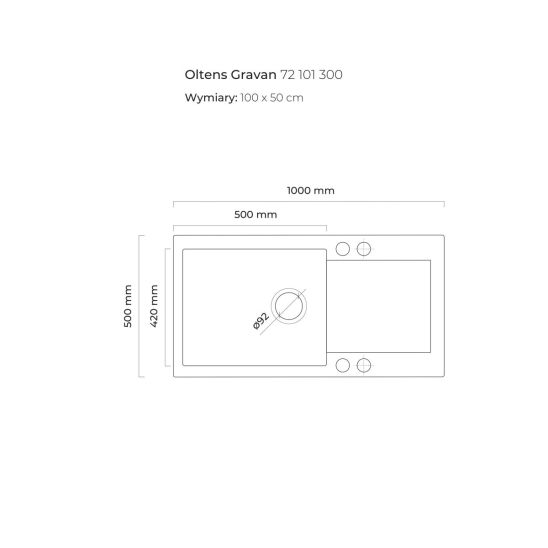 Súprava granitový drez Oltens Gravan 72101300, kuchynská batéria Oltens Skafta 35206300