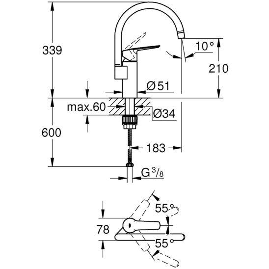 Súprava granitový drez Grohe K700 31654AP0, kuchynská batéria Grohe Start 30469000