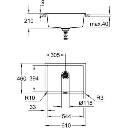 Súprava kuchynská batéria s filtrom Grohe Blue 31539DC0, granitový drez Grohe K700 31655AP0