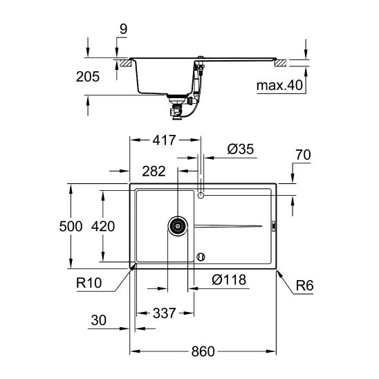 Súprava kuchynská batéria Grohe Zedra 32294002, granitový drez Grohe K400 31640AP0