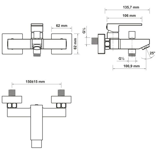 Súprava vaňová/sprchová batéria Hagser Ulva HGR12000034, sprchová hlavica Hagser Lea HGR24000037, HGR31000037, HGR25000037