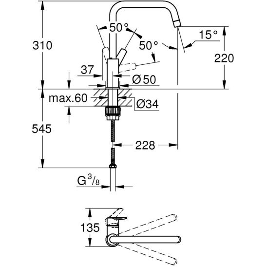 Súprava granitový drez Grohe K700 31651AP0, kuchynská batéria Grohe Start 30470DC0