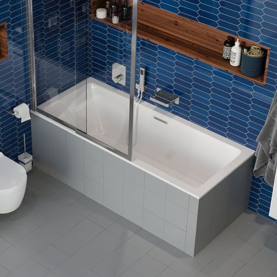 Súprava obdĺžniková vaňa Excellent Heaven Slim WAEX.HEV17WHS, vaňový sifón Excellent Flow ARIN.FLOW.WH