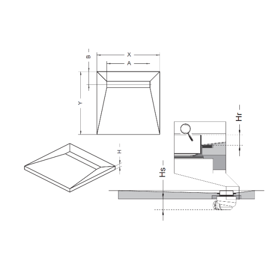 Set sprchová vanička pod dlažbu Radaway 5CL1212A, sprchový odtokový rošt Radaway Rain 5R095R, 5SL1