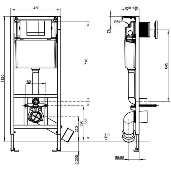 Set súprava Combi-Pack s doskou Villeroy & Boch Architectura 5685HR01, podomietková konštrukcia Villeroy & Boch ViConnect 92214200, 92214361